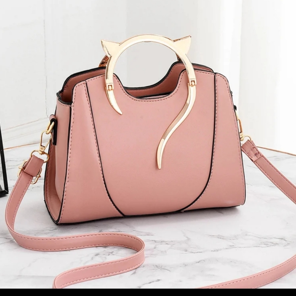 Pink Kitten Designed Handle Bag